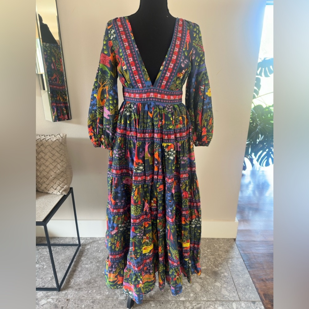 Farm Rio designer Colorful Patterned Maxi Dress